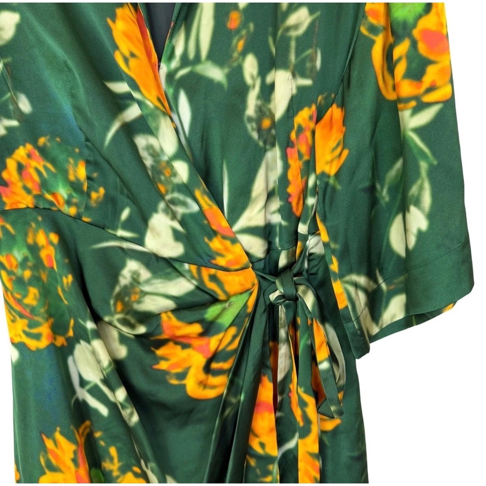 Dries Van Noten Dakola Printed Wrap Midi Dress Size 40 (US8) Green Floral Print - Picture 6 of 10